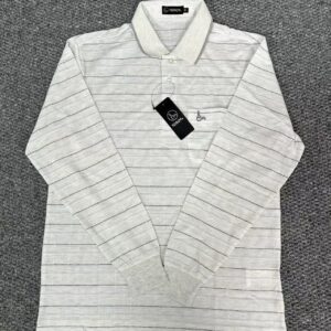 细条纹长袖 Polo 衫